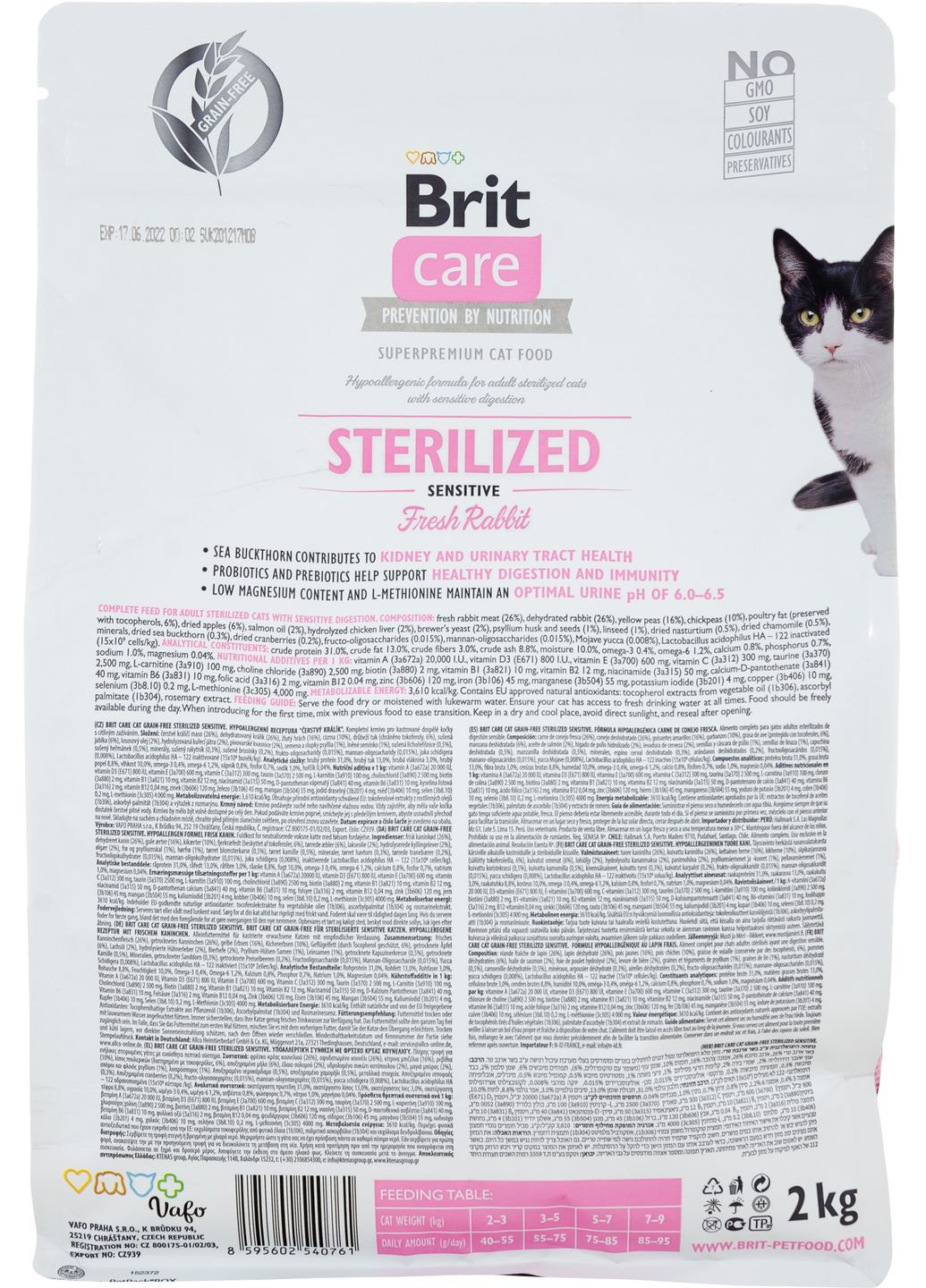 Сухий корм для стерилізованих котів із чутливим травленням Cat GF Sterilized Sensitive із кроликом 2 кг Brit Care (307157298)