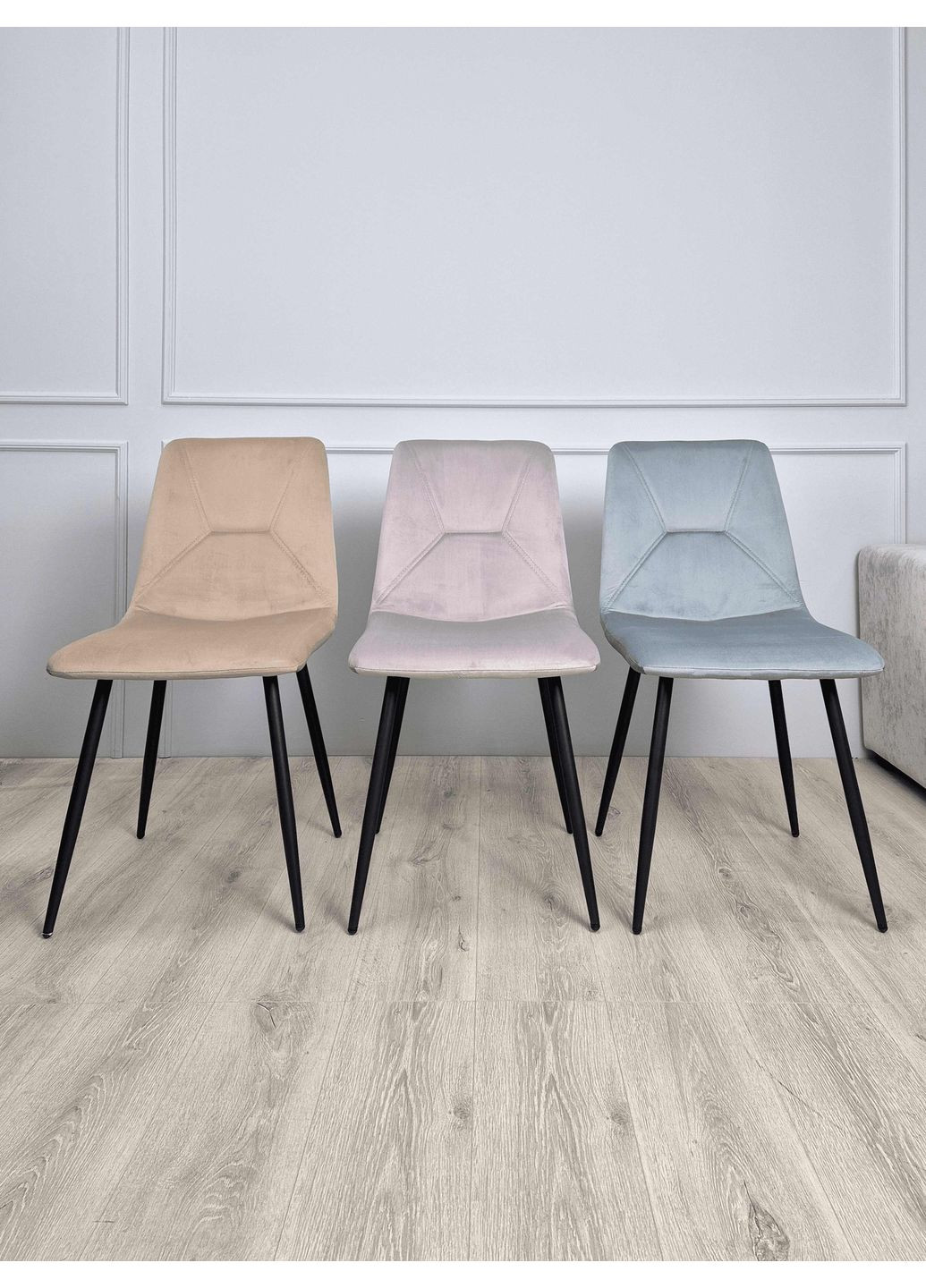 Стілець Mark Чорний каркас / Світло-рожевий велюр Intarsio (372178454)