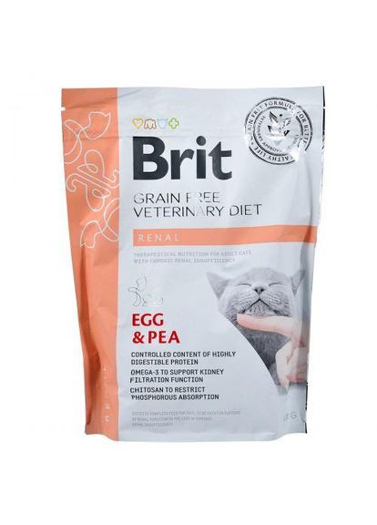 Сухой корм GF VetDiet Cat Renal для кошек, при заболеваниях почек, с яйцом и горохом, 400 г (*) Brit (323153272)