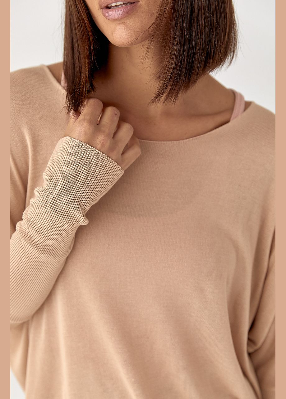 Джемпер вільного крою з необробленою горловиною Lurex (344030183)