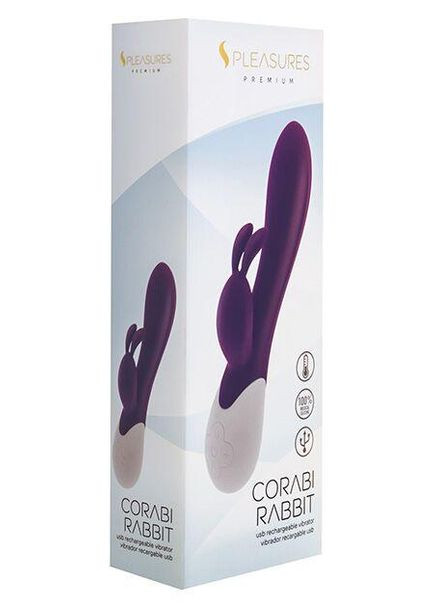 Вібратор-кролик S Pleasures Premium Corabi Rabbit, фіолетовий, вушка для клітора, 16 режимів, нагрівання No Brand (328202378)