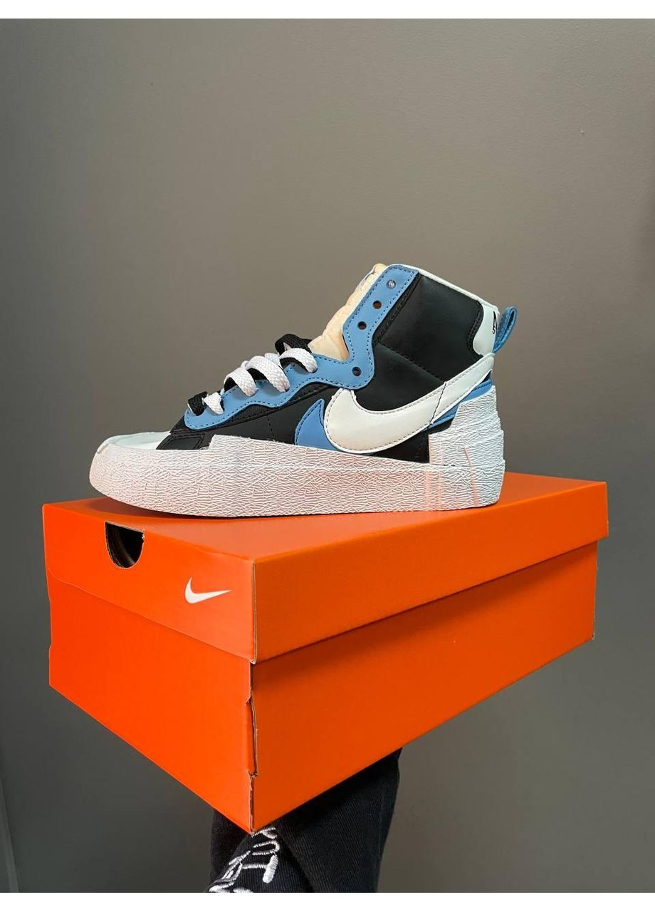 Чорні Осінні кросівки чоловічі nike blazer x sacai black legend blue найк блейзер No Brand