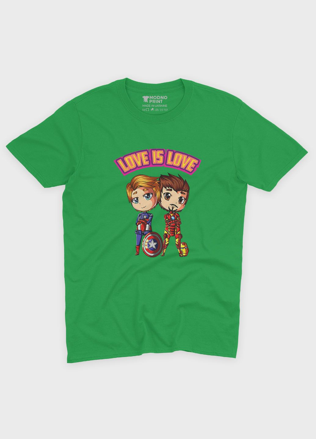 Зеленая демисезонная футболка для мальчика с принтом супергероями - мстители (ts001-1-keg-006-025-005-b) Modno