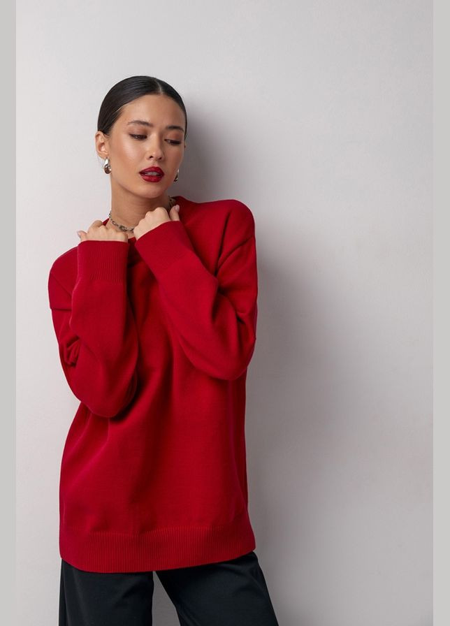 Червоний демісезонний джемпер вільного крою з натуральної бавовни (2798) Triko Bakh