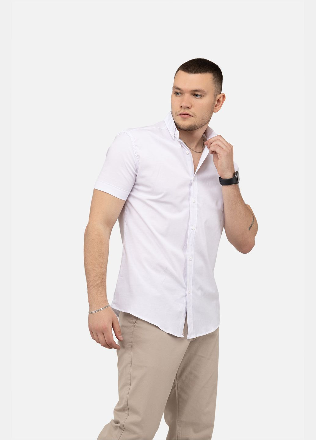 Чоловіча сорочка з коротким рукавом колір білий ЦБ-00250763 G-Port (297136821)