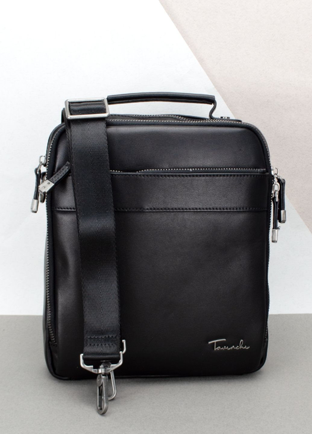 Сумка мужская кожаная черная Tavinchi TV-S010A с ручкой Tiding Bag (314900371)