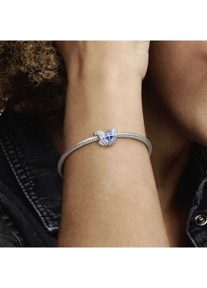 Серебряный шарм Пандора Блестящая голубая бабочка 790761C01 Kabluchka (355346129)