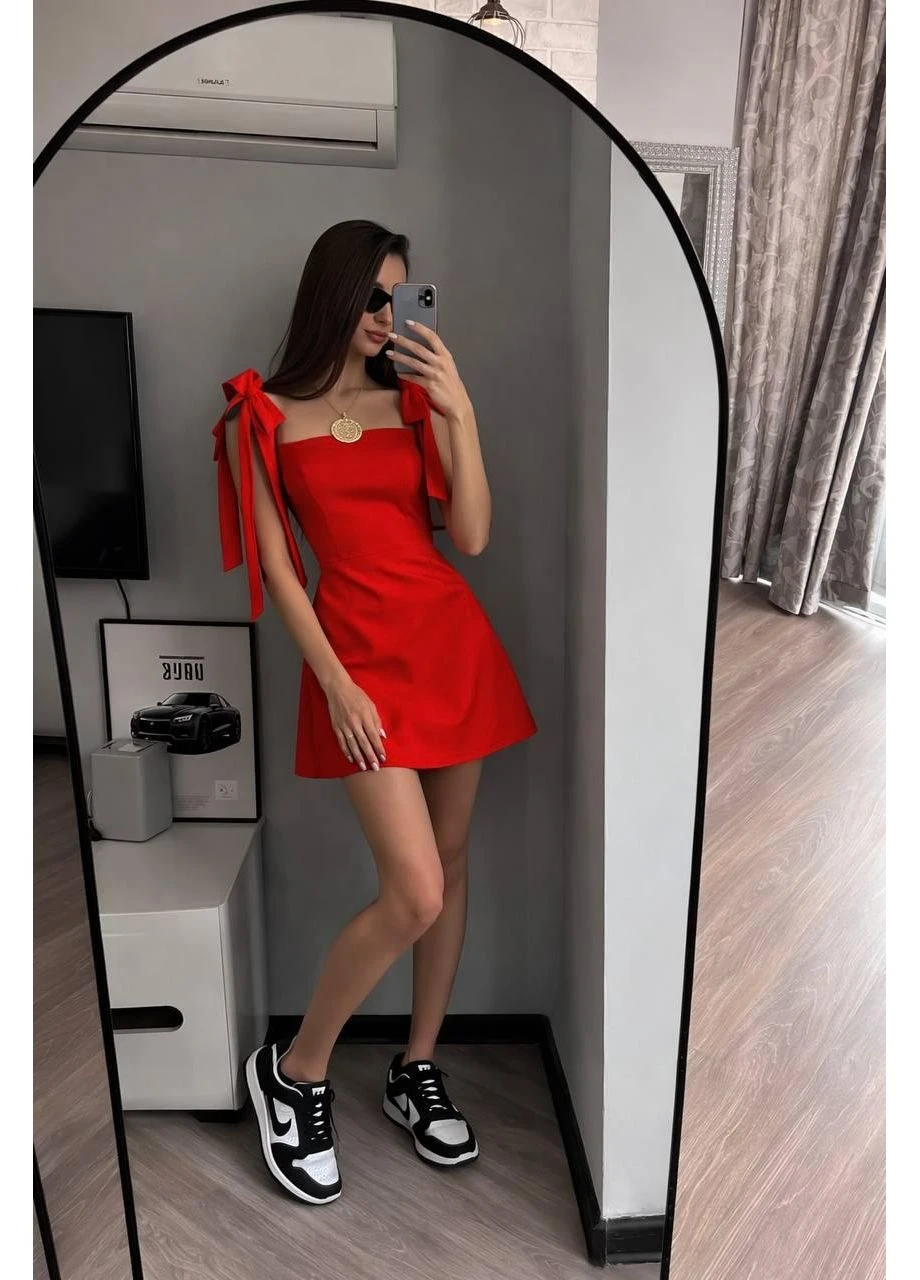 Красное роскошное женское платье мини, изящное и элегантное No Brand