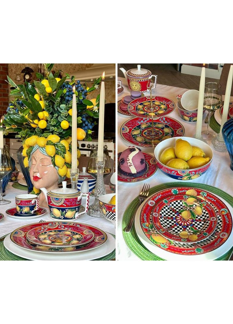 Чашка с блюдцем Sicilia фарфоровая 220мл для сервировки подарочная посуда в коробке Bona (368988244)