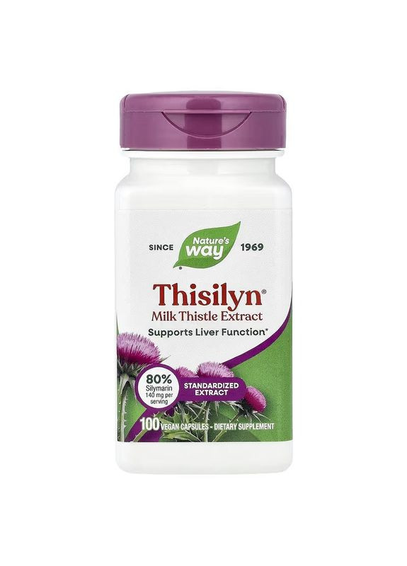 Розторопша Екстракт, Thisilyn, Milk Thistle, Liver Support Formula,, 100 вегетаріанських капсул Nature's Way (326054727)