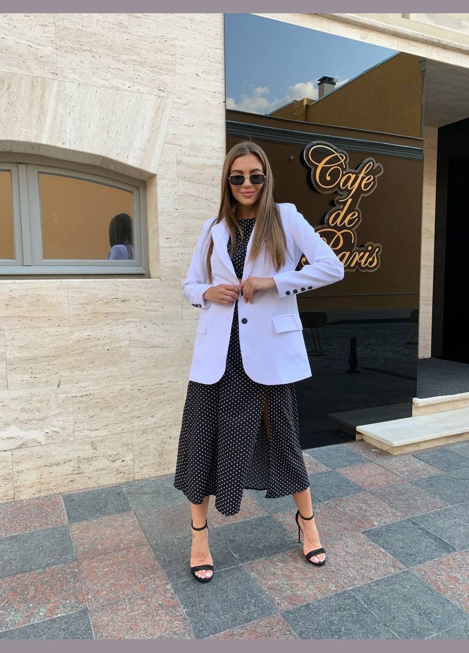 Жіночий піджак білий з підкладкою, стильний і елегантний, ідеально для ділових зустрічей і повсякденних образів. No Brand 731-2 (322847326)