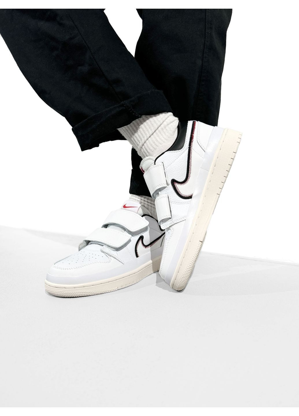 КРОССОВКИ ЖЕНСКИЕ NIKE AIR JORDAN 1 RETRO LOW DOUBLE STRAP WHITE НАЙК АИР ДЖОРДАН No Brand белые демисезоны (368854882)