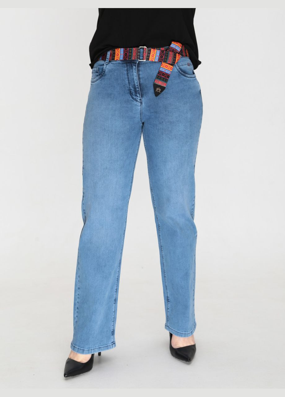 Джинсы женские голубые тонкие прямые со стрейчем Палаццо Adorati - (322999525)