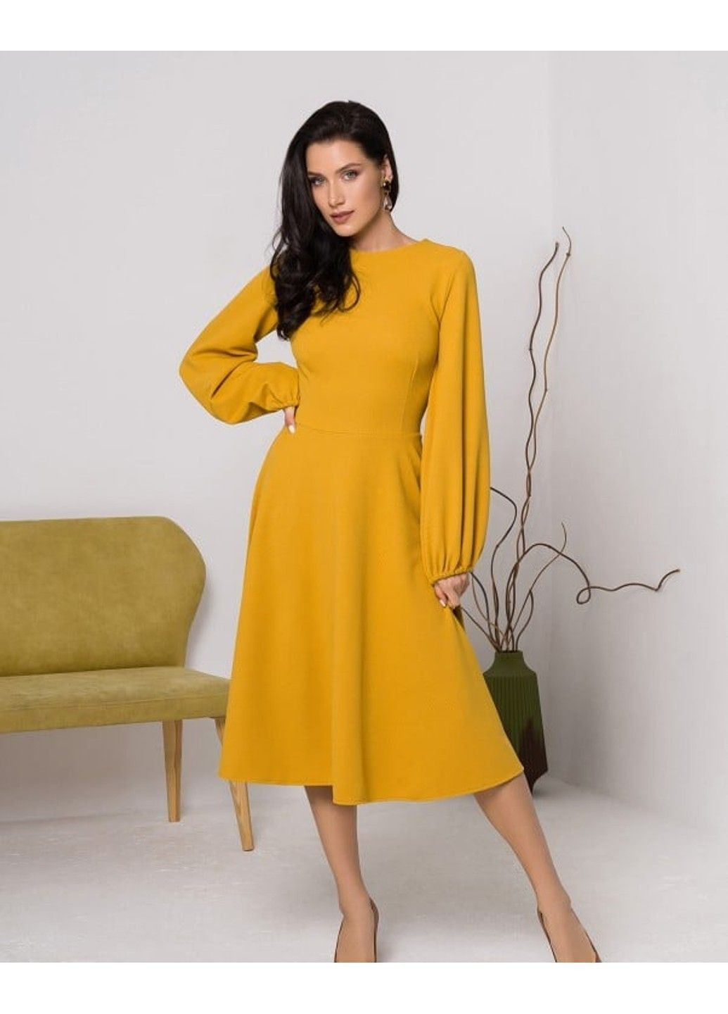 Помаранчева ділова сукня 12423 гірчичний ISSA PLUS