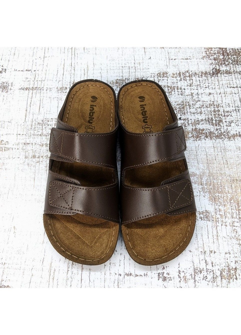 Шльопанці чоловічі на липучках шкіряні Inblu (333802041)