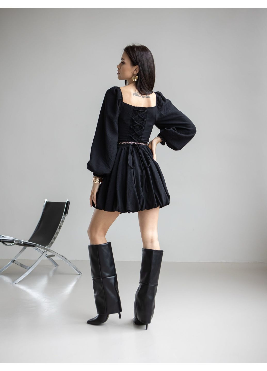 Черное праздничный женское мини-платье "алисия" с объемной юбкой (td-2968720167817) TessDress