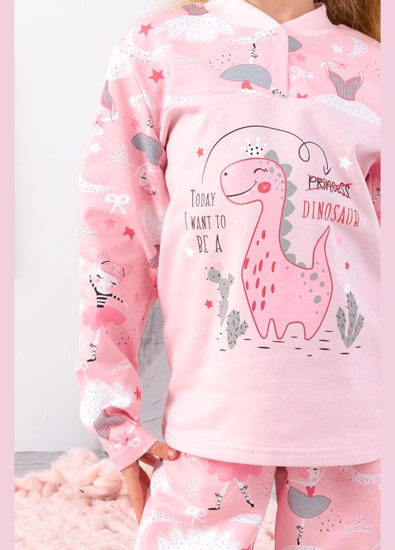 Розовая пижама для девочки на кнопке (p-12411) Носи своє