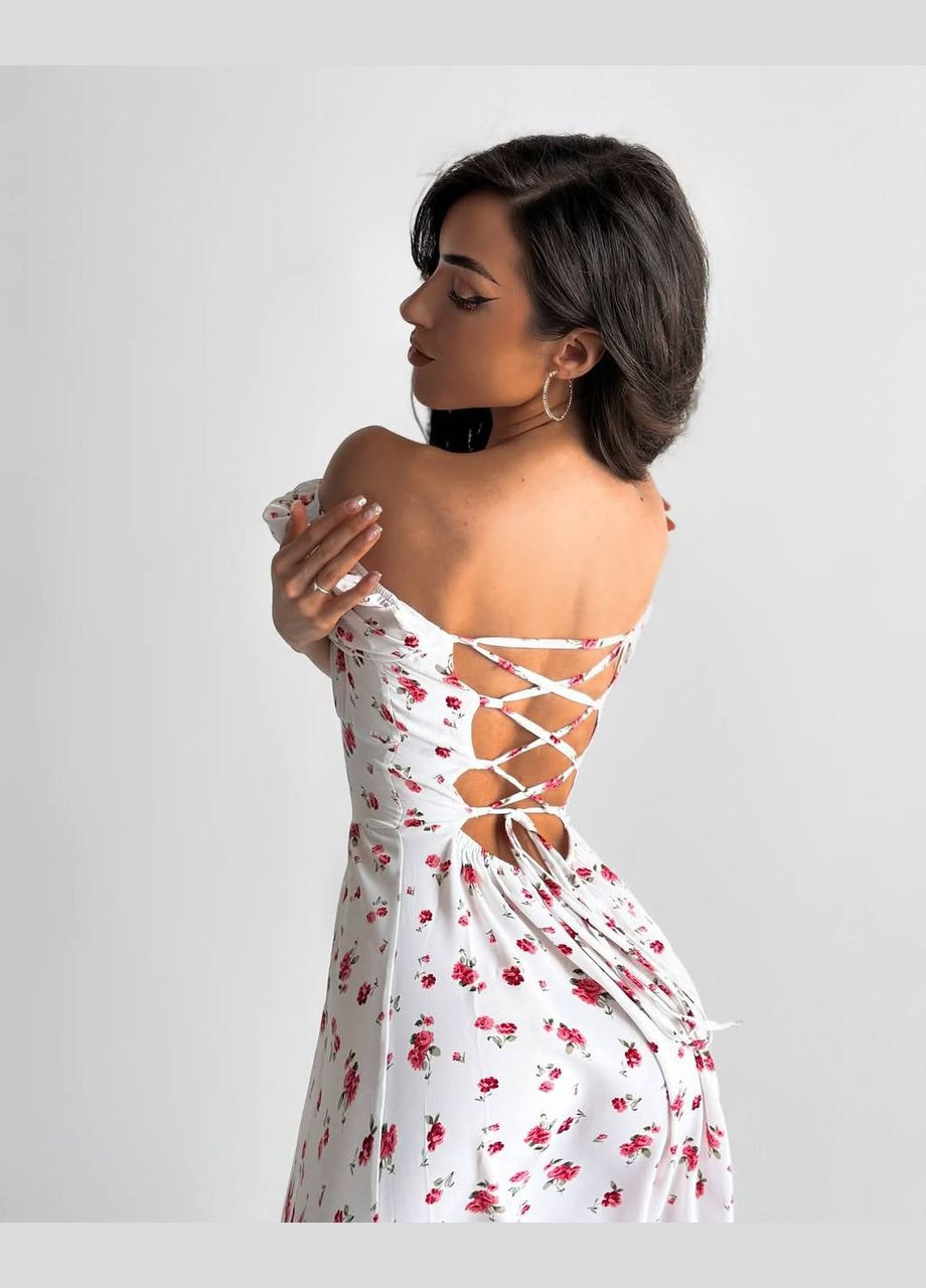 Белое кэжуал платье INLABEL с цветочным принтом