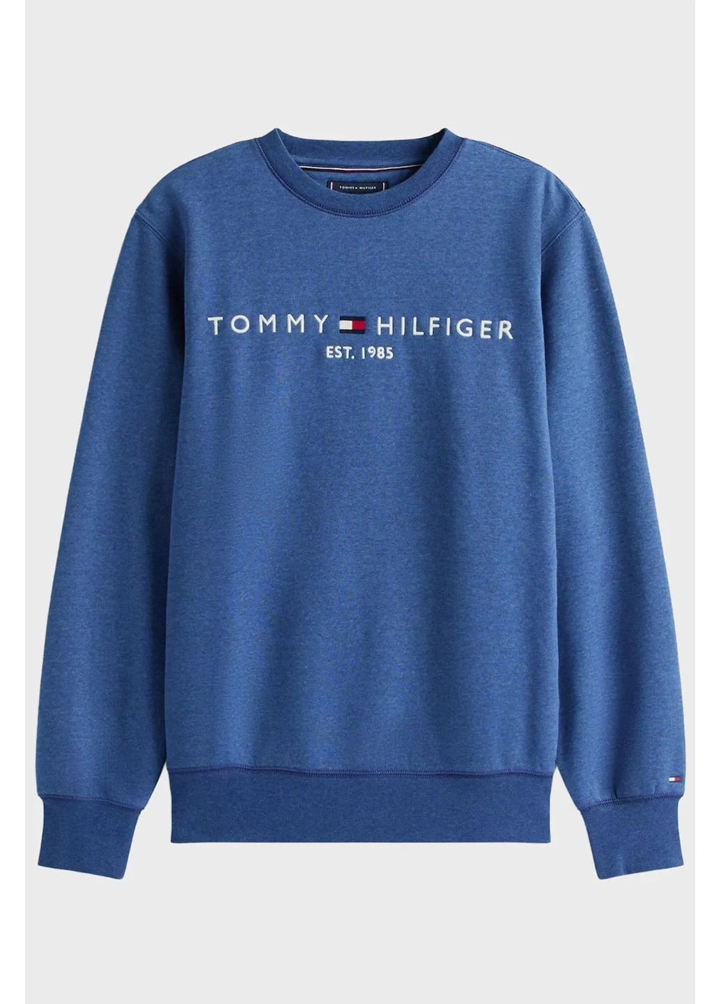 Синий свитшот Tommy Hilfiger однотонный вышивка (377227226)