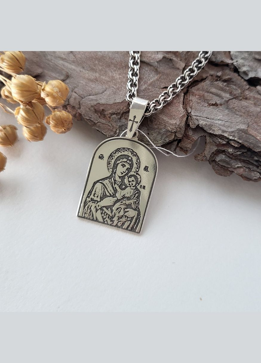 Серебряная ладанка икона Казанская Богородица с молитвой Отче Наш серебро 925 пробы (АРТ.1065) 3.95г No Brand (306743041)