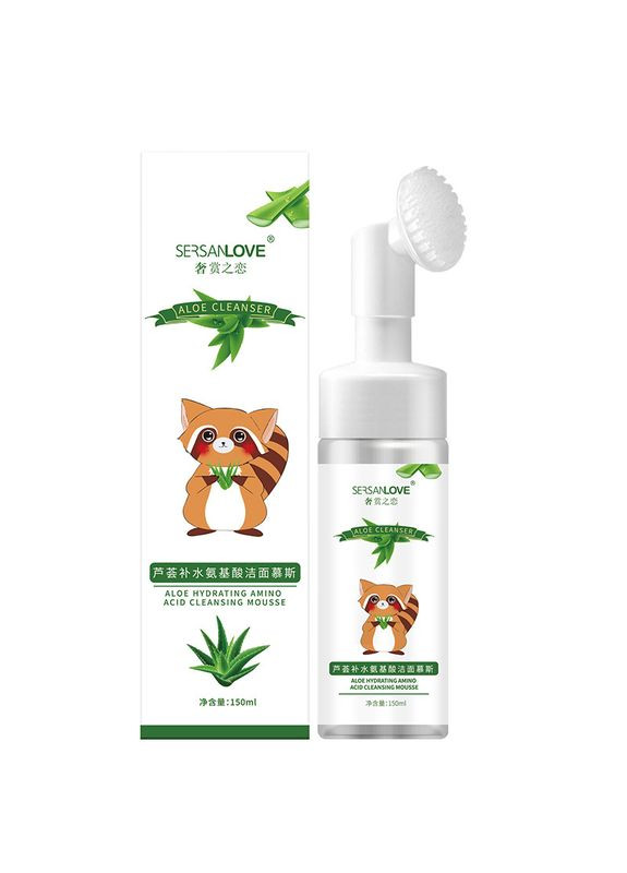 Пенка-мусс с щеточкой для умывания с экстрактом алоэ перри Aloe Amino Acid Cleansing Mousse, 150мл Sersanlove (317276038)