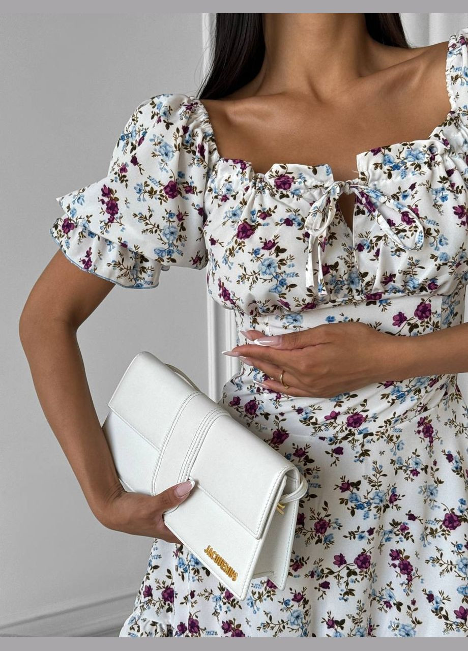 Білий повсякденний жіноча сукня міні у квітковий принт а-силует Style Point з квітковим принтом