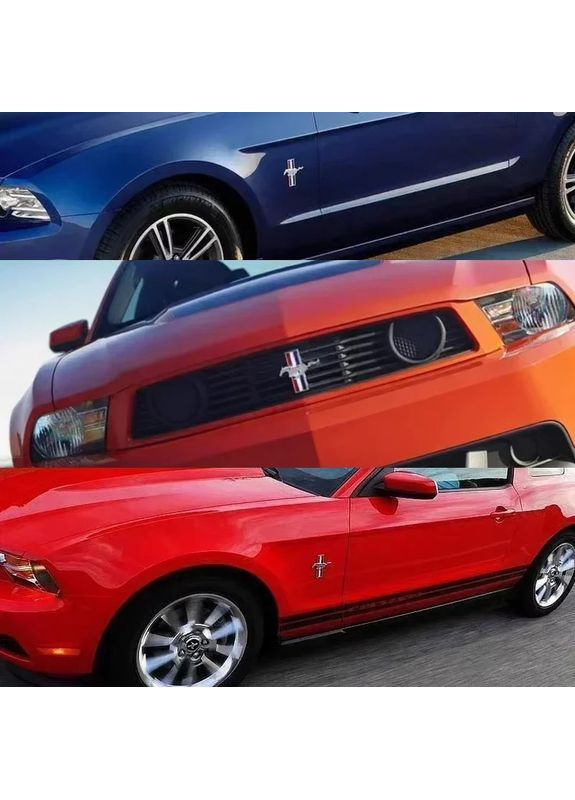 Эмблема крыла Ford Mustang хром 79х75мм металл 2шт (на скотче) Ford Motor Company (369611725)