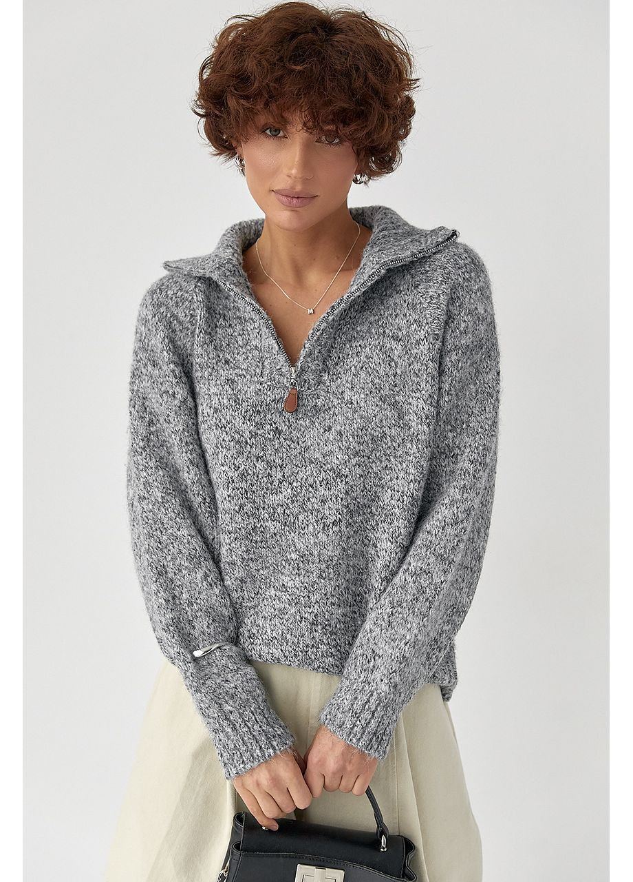 Сірий зимовий теплий в'язаний светр Lurex