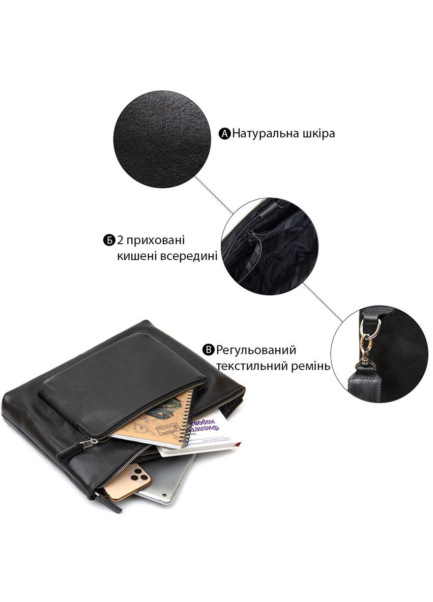 Шкіряна сумка для ноутбука чорна розмір 36х25х1,5 см 11437 Grande Pelle (362418245)