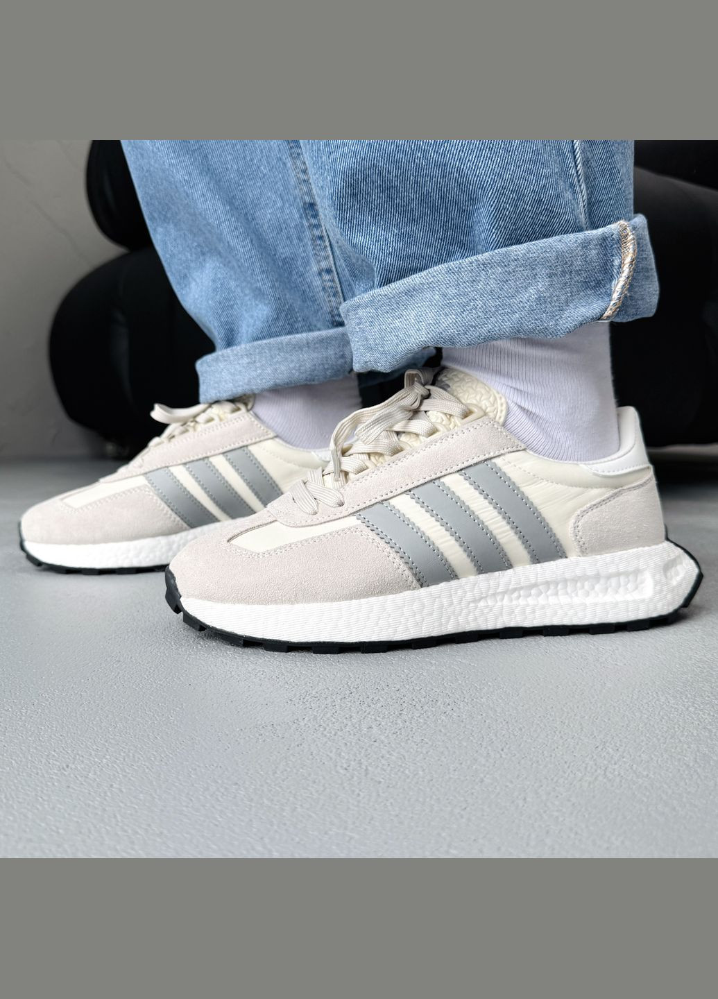 Бежеві Осінні кросівки чоловічі і жіночі adidas retropy e5 grey beige white | адідас ретропі бежеві No Brand
