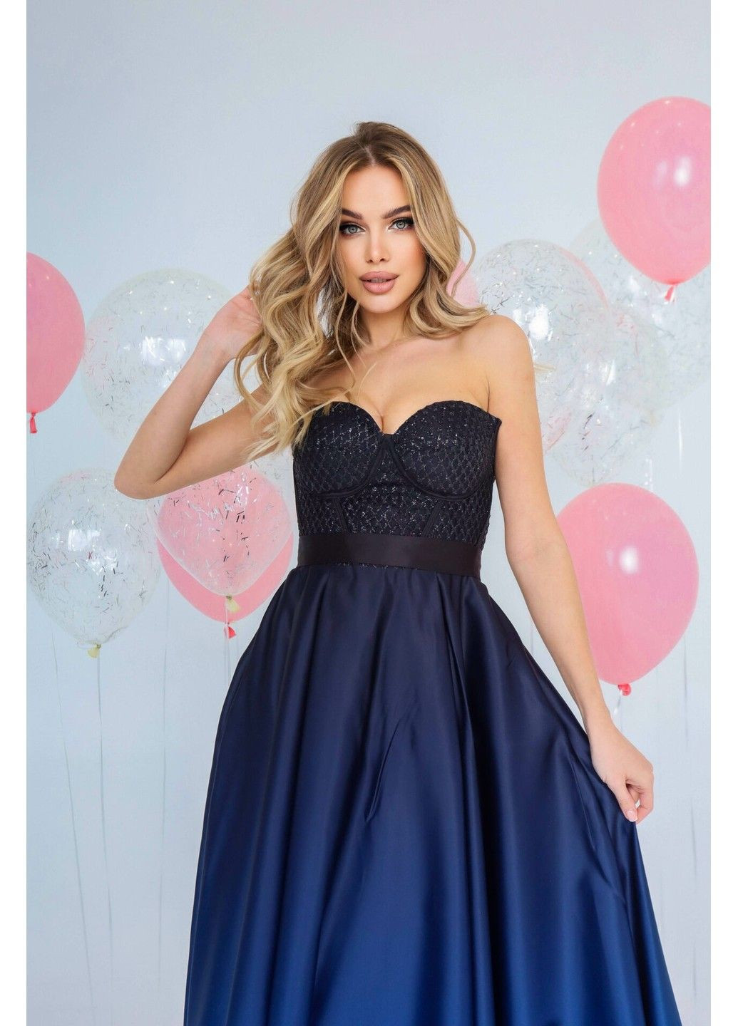 Синя вечірня сукня корсет 22003 чорна синя Tanita-Romario