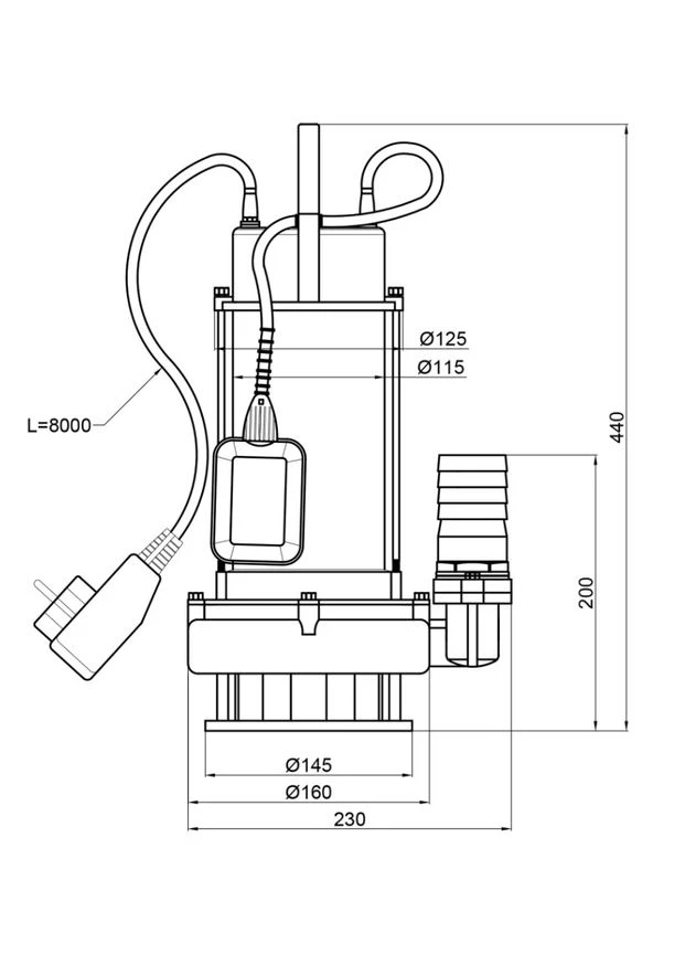 Дренажно-фекальний насос WSD25-14-1,5C з поплавком Thermo Alliance SD00046805 (385683917)