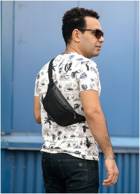 Чоловіча сумка бананка на пояс з екошкіри Чорна (834031512) Sambag (361244960)