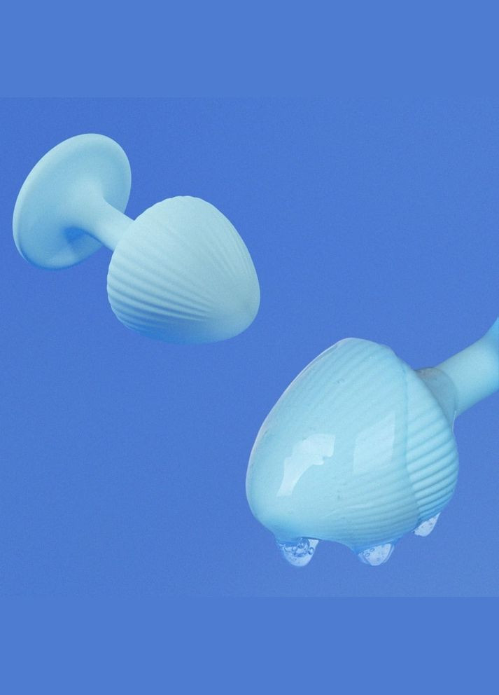 Набір анальних пробок з рельєфом The Mushroom силіконові, блакитні, 3 шт. UPKO (331169605)