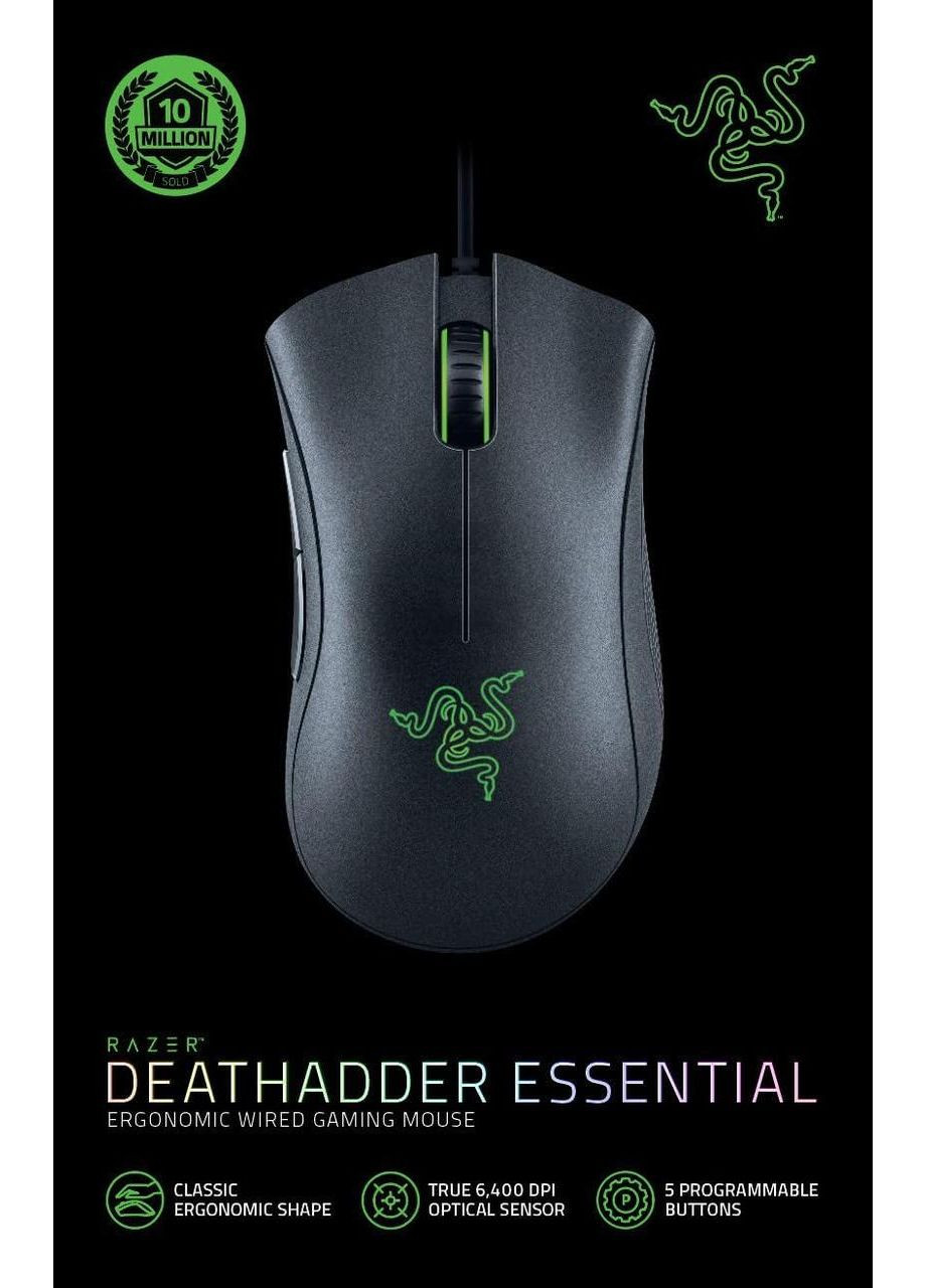 Игровая мышь DeathAdder Essential черная, оптический сенсор 6400 DPI, 5 программируемых кнопок, эргономичный дизайн Razer (354827662)