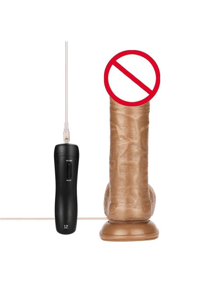 Большой вибратор с мошонкой на присоске реалистичный 20 см No Brand (340914867)