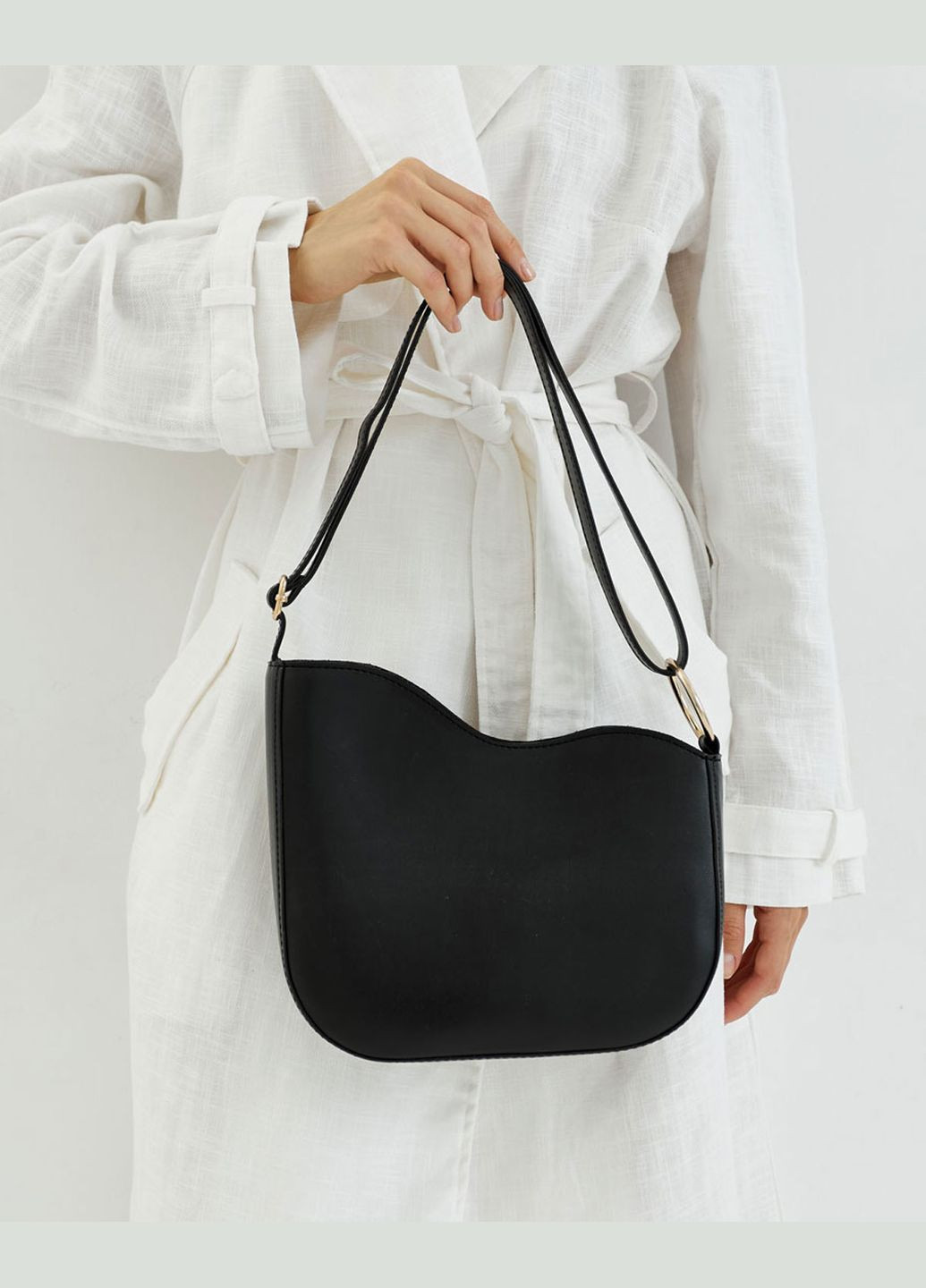 Женская компактная черная сумка Тереза с регулируемым ремнем (znocha-sumochka-tereza) WeLassie (342199247)