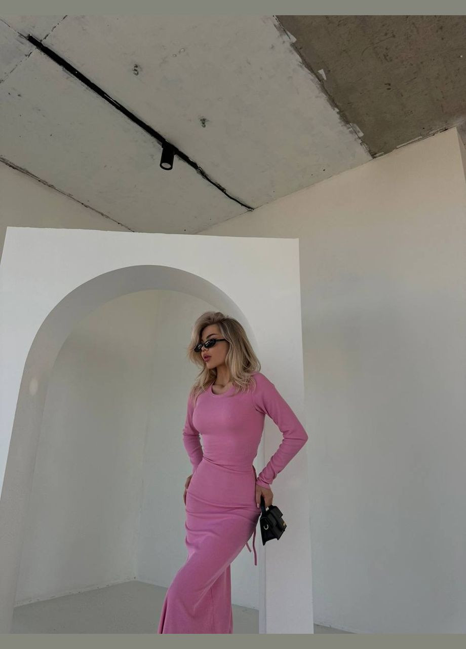 Розовое женское платье рубчик No Brand