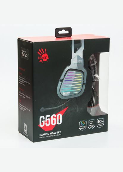 Гарнітура ігрова Bloody G560 Gun Grey з підсвічуванням,, USB A4Tech (333824935)