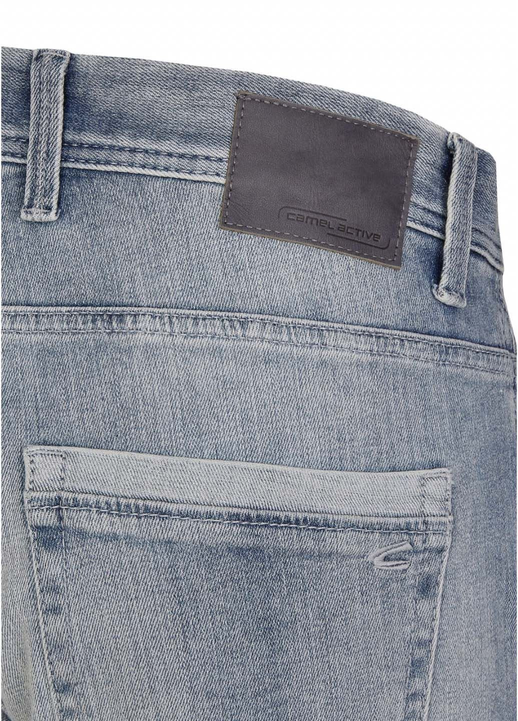 Голубые демисезонные зауженные, прямые мужские голубые джинсы приталенного кроя 486455-1R39-41 Camel Active