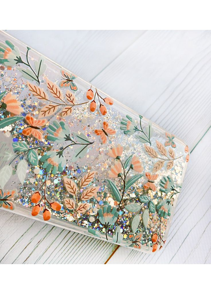 Чехол с плавающими серебряными блестками на Samsung Galaxy A35 Цветочный фон (принт 370) Creative (362025733)