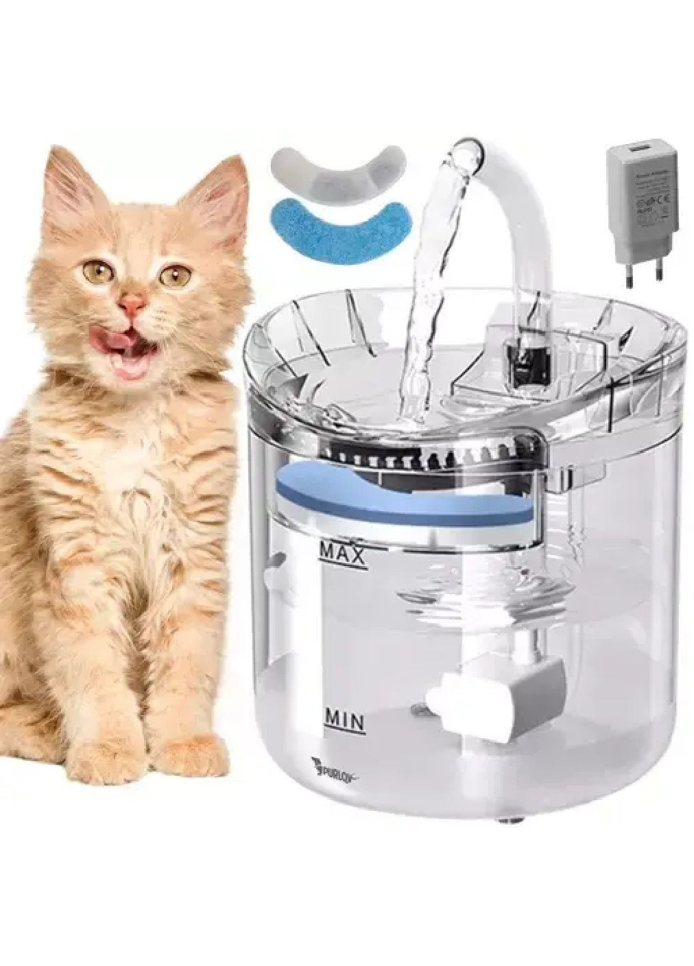Автоматичний фонтан поїлка для тварин котів собак з 3-х шаровим водним фільтром 2000 мл 16,5х22 см (477126-Prob) Unbranded (294817224)