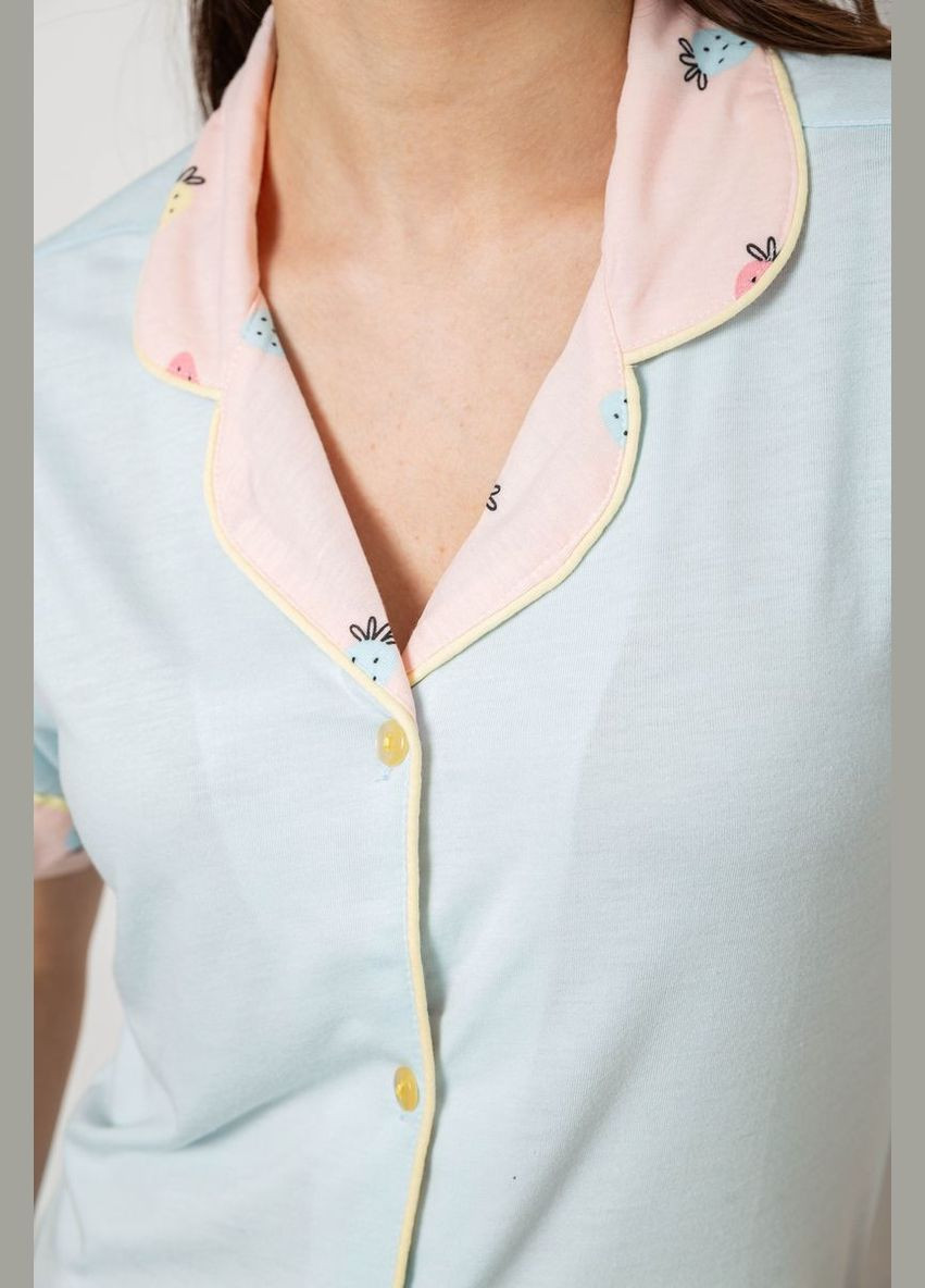 Блакитна всесезон жіноча піжама з принтом Fashion