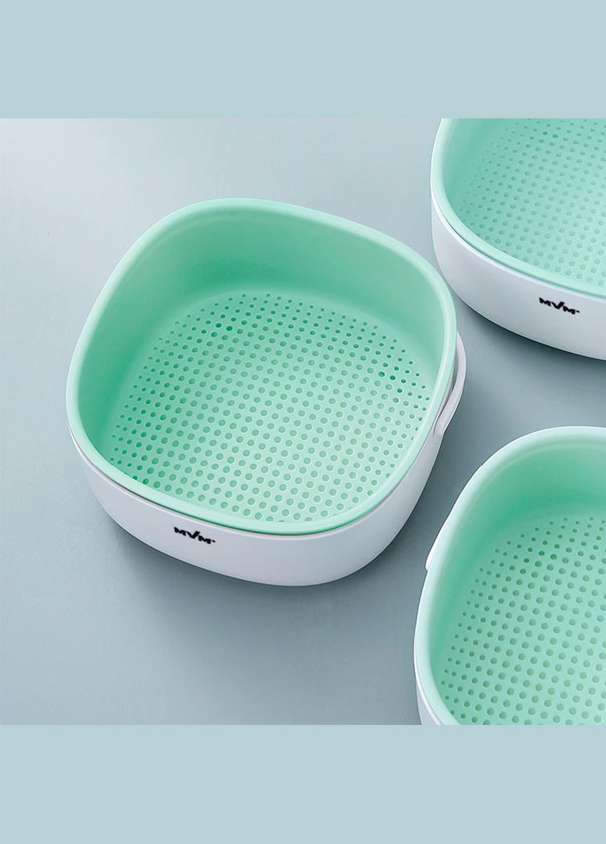 Дуршлаг двуслойный My Home с зеленым (KP-03 M WHITE/GREEN) МВМ (365280701)