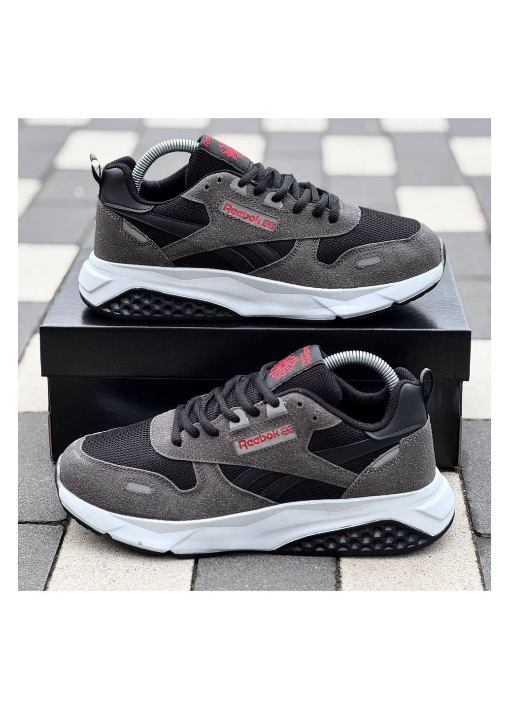 Серые демисезонные мужские кроссовки No Brand