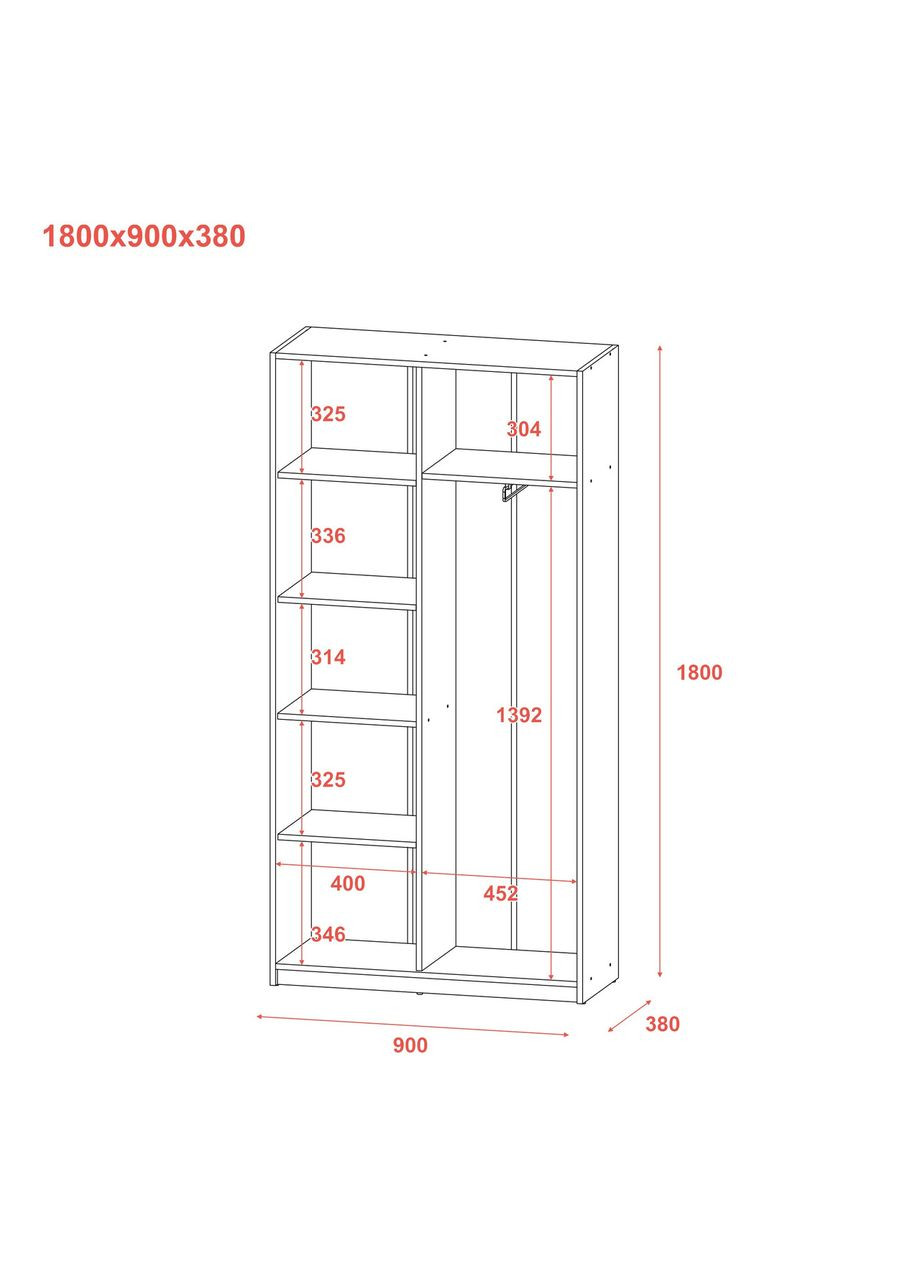 Распашный шкаф Студент Дуб Сонома/Белый 90х38х180 (DRS-011624) Doros (361998774)