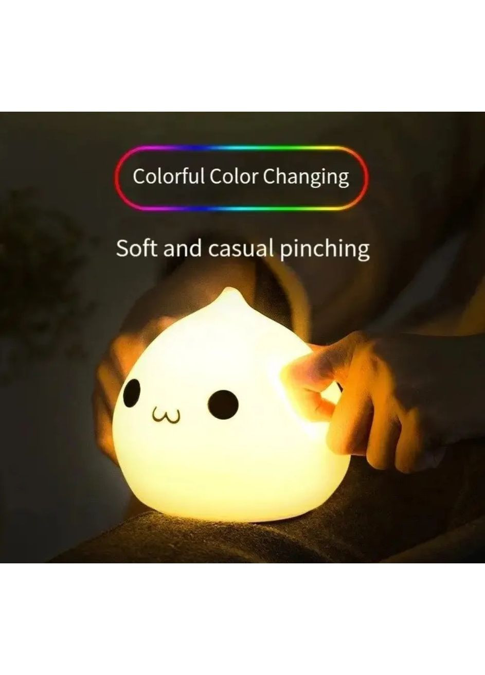 Ночник детский силиконовый белый, настольный LED ночник-капля с 7 цветами для безопасного сна No Brand (364191321)