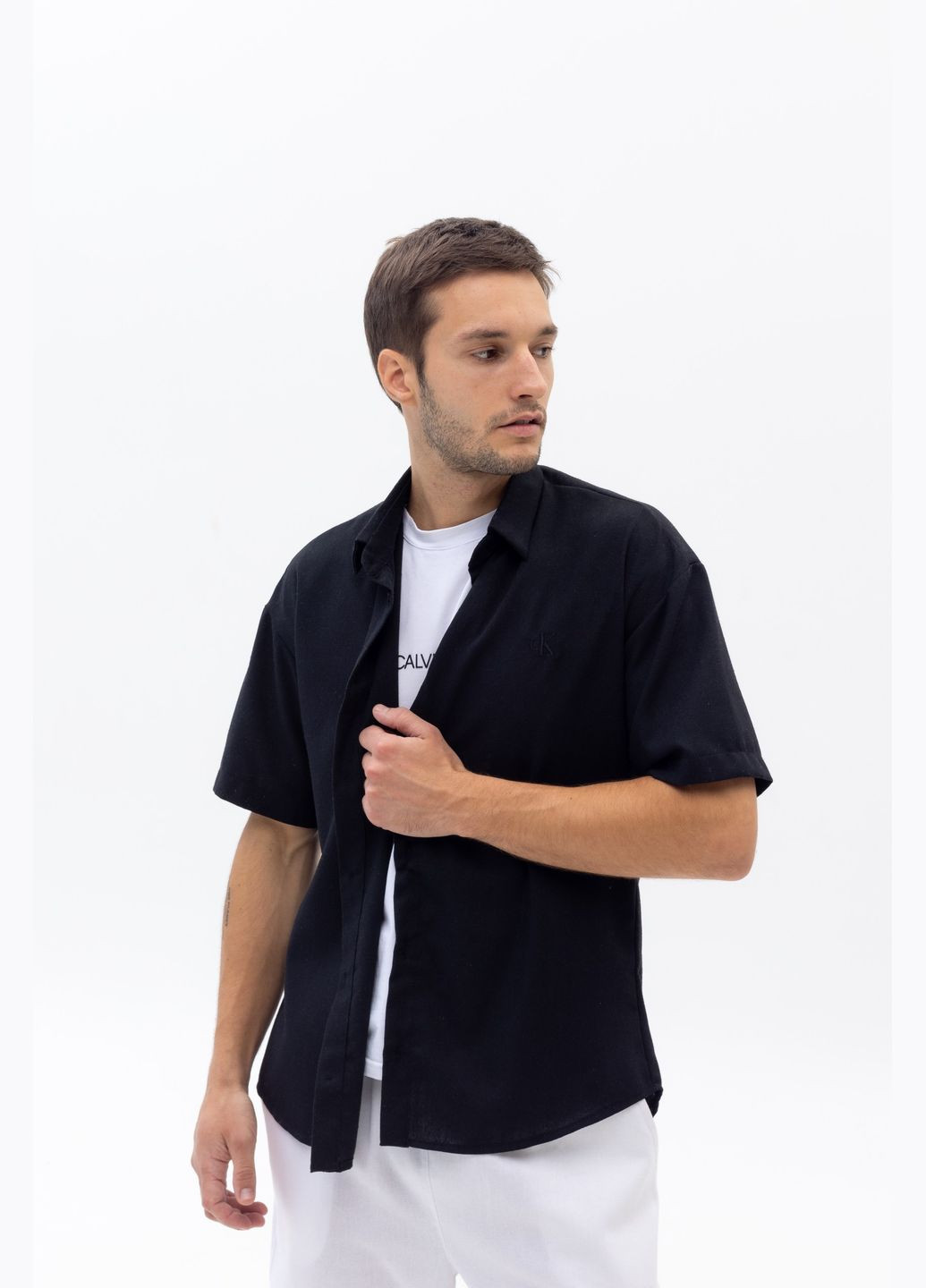 Черная классическая, повседневный, кэжуал рубашка Vakko