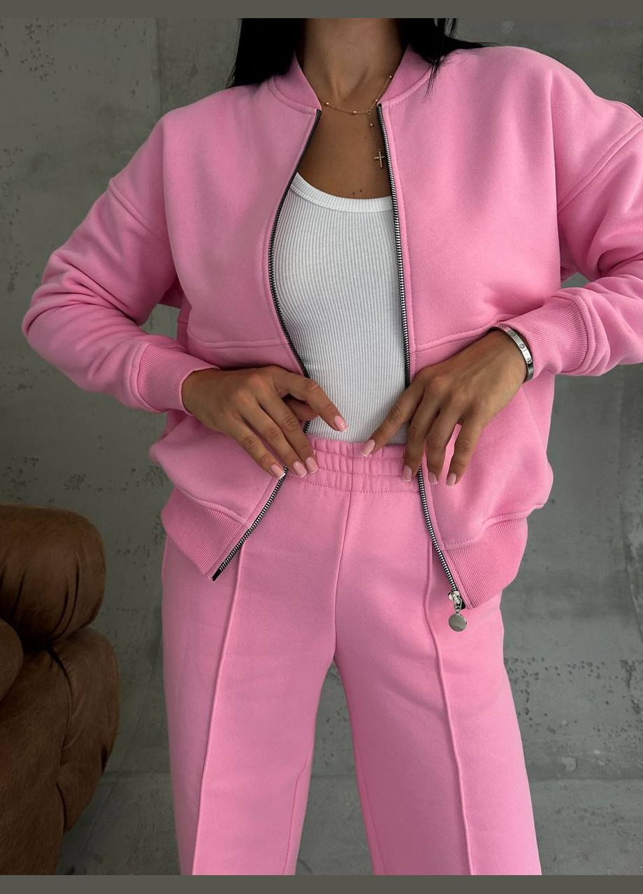 Женский теплый качественный спортивный костюм: кофта бомбер на молнии и брюки палаццо со стрелками с утеплением No Brand (316094550)