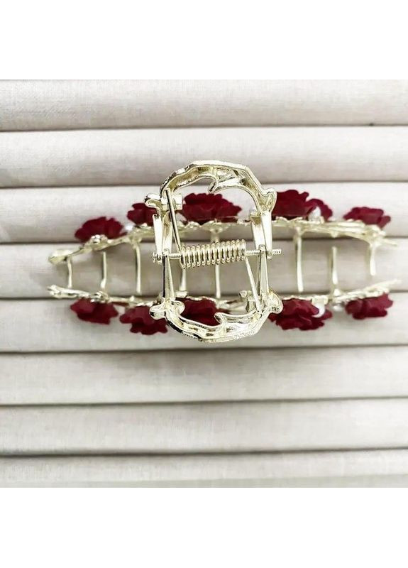 Заколка крабик для волос Королевская Роза из прочного металла, с жемчужными акцентами No Brand (370290498)